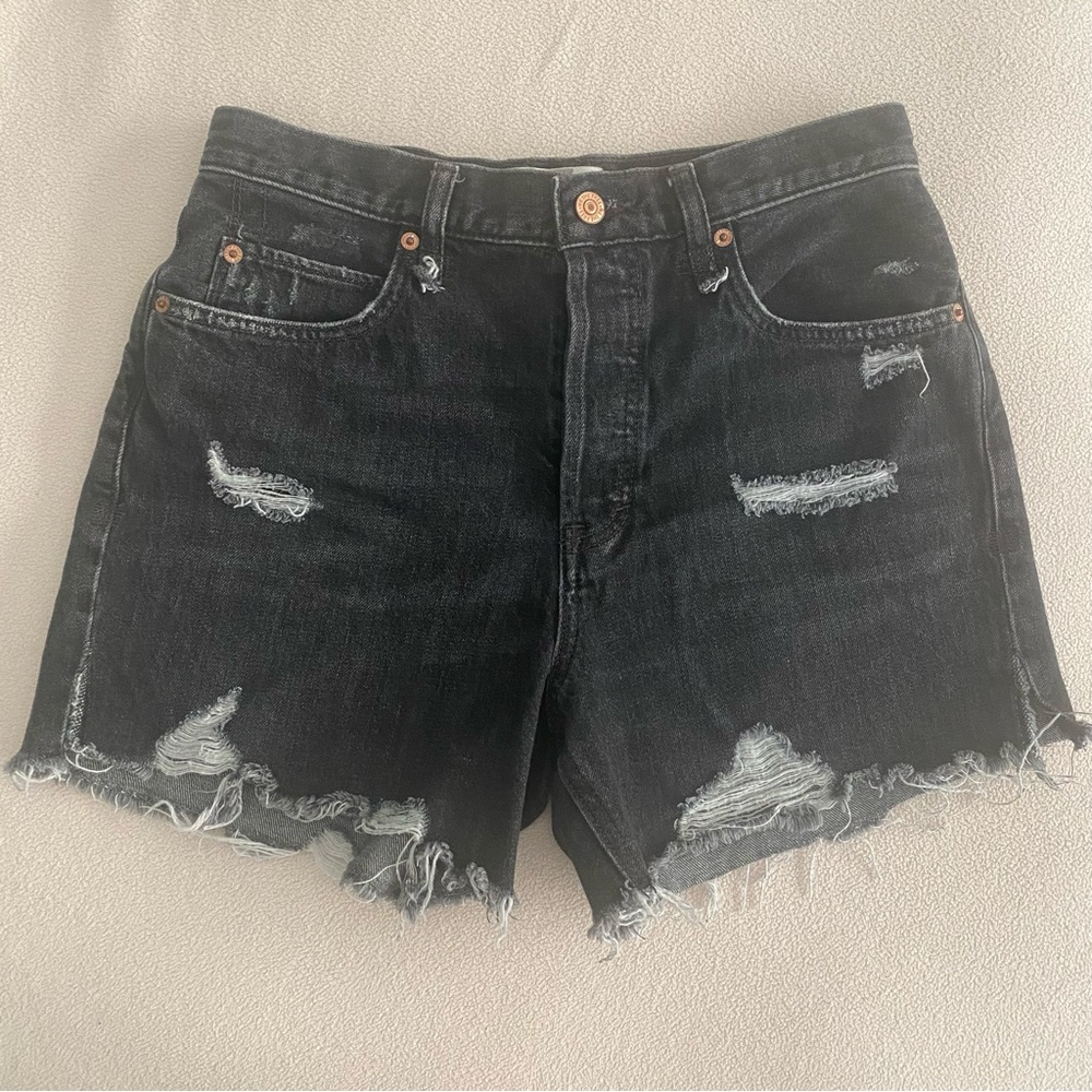We the Free Black Distressed Denim jean shorts.